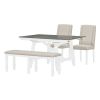 TREXM 6-Piece Classic Dining Table Set, Rectangular Extendable Dining Table with two 12"W Removable Leaves and 4 Upholstered Chairs & 1 Bench for Dini