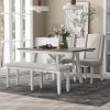 TREXM 6-Piece Classic Dining Table Set, Rectangular Extendable Dining Table with two 12"W Removable Leaves and 4 Upholstered Chairs & 1 Bench for Dini