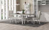 TREXM 6-Piece Classic Dining Table Set, Rectangular Extendable Dining Table with two 12"W Removable Leaves and 4 Upholstered Chairs & 1 Bench for Dini
