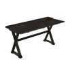 TOPMAX 5-Piece 62*35.2inch Extendable Rubber Wood Dining Table Set with X-shape Legs,Console Table with Two 8.8Inch-Wide Flip Lids and Upholstered Din