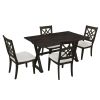 TOPMAX 5-Piece 62*35.2inch Extendable Rubber Wood Dining Table Set with X-shape Legs,Console Table with Two 8.8Inch-Wide Flip Lids and Upholstered Din