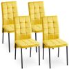 5-Piece Slate Dining Table Dining Set Including Yellow Velvet High Back Black Color Legs for Living Room,Dining Room,Kitchen